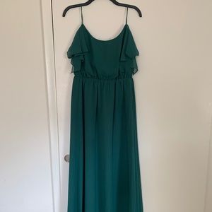 Green off the shoulder dress